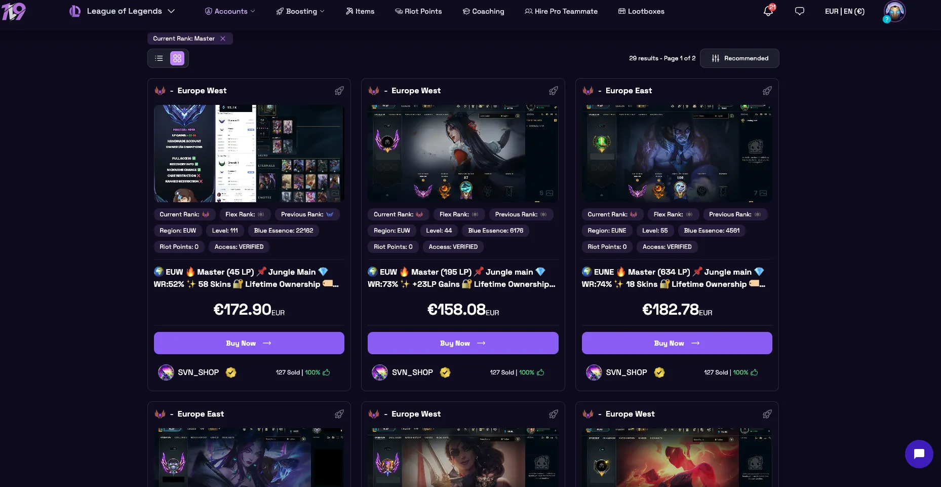 best sites to buy lol master accounts